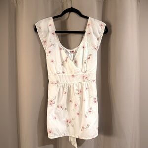 Lemon Kiss Floral Embroidered White Blouse